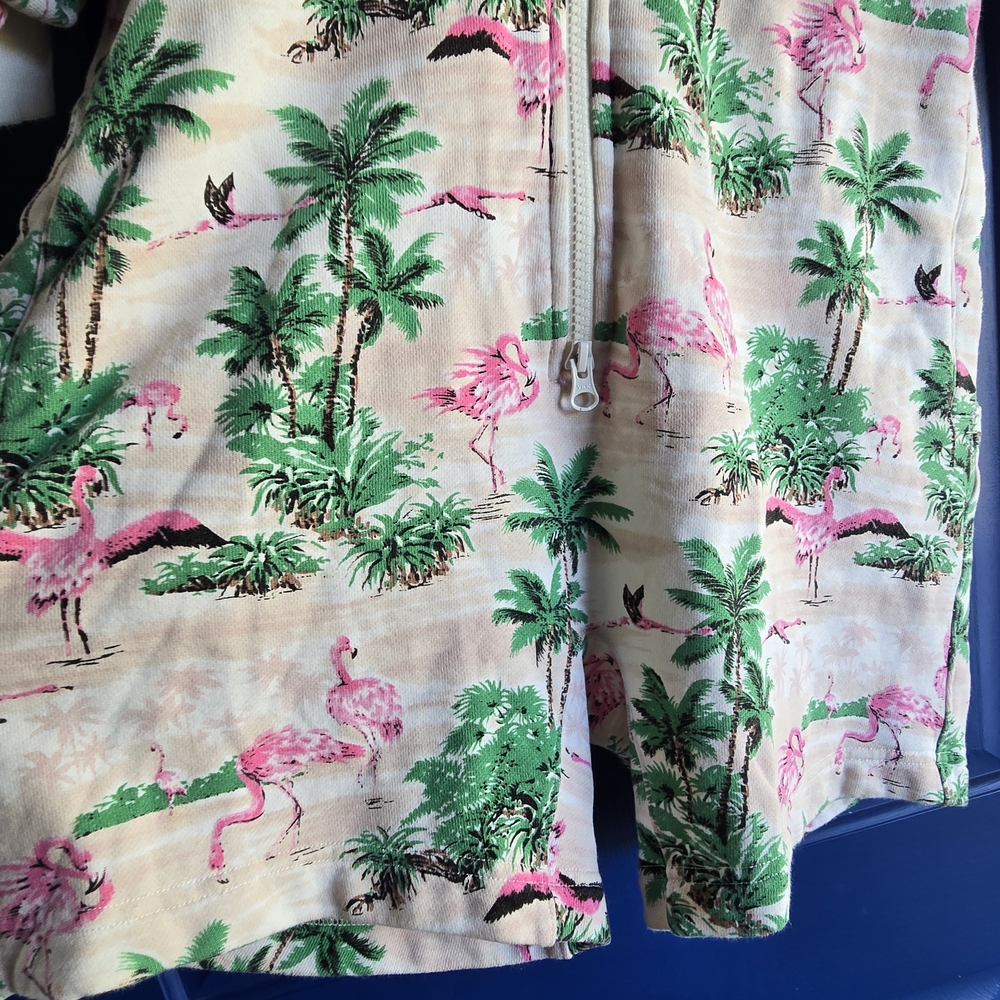 Onepiece Flamingo Print Zip-Up Romper - Picture 2 of 14